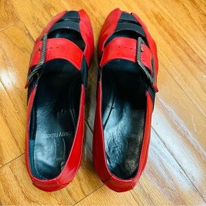 Thierry Rabotin Red and Black Flats with Buckle Size 40